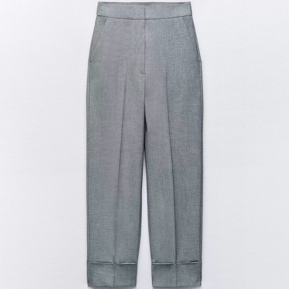 Zara Turned Up Cuff Straight Leg Pants